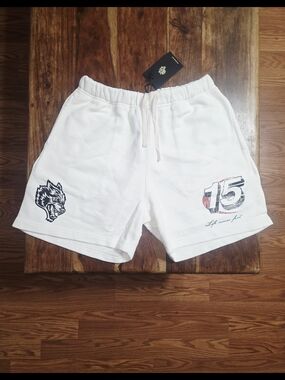 Darc Sport "Redline Post" Men's White Drawstring Sweatshorts
